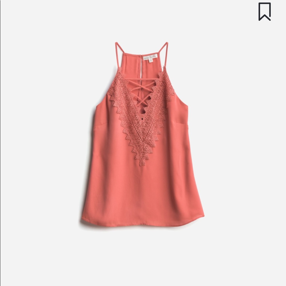 Nine Britton araminta lace blouse in coral. NWT